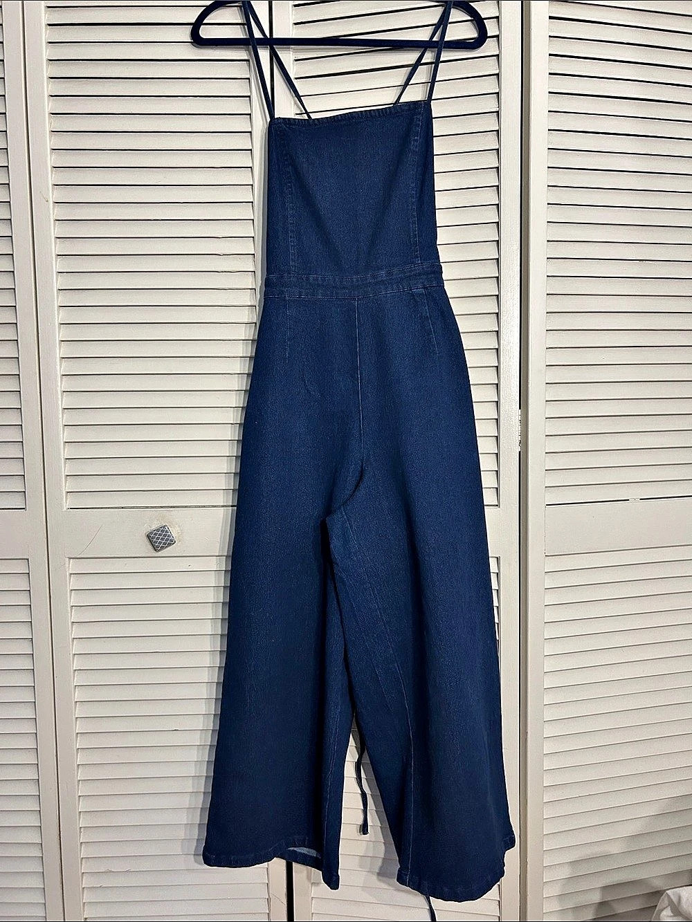 derek heart Denim Lace-Up Back Jumper Jumpsuit Blue Large
